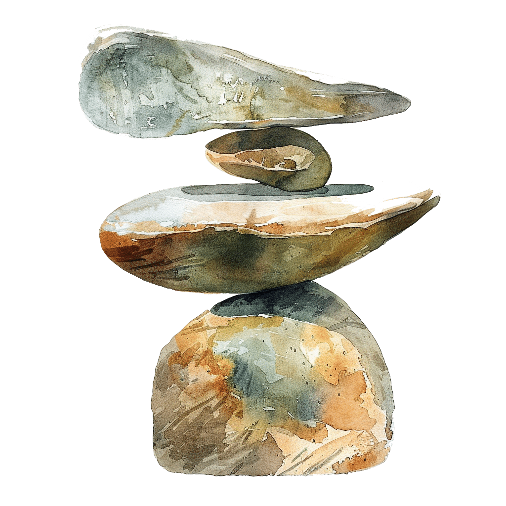 Stacked watercolor rocks